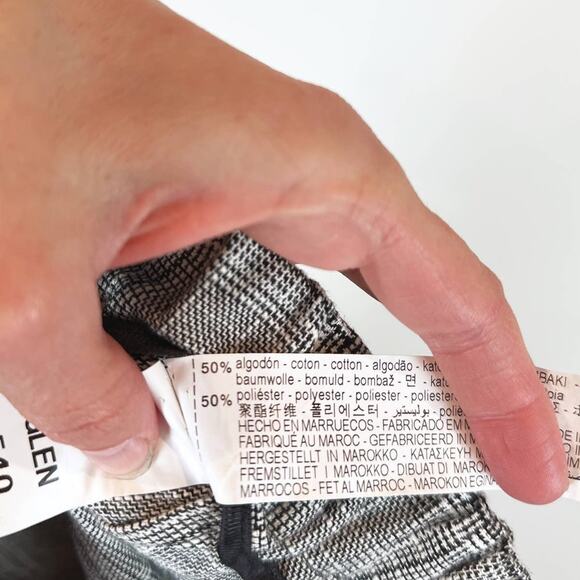 Zara Plaid Relaxed Trouser Pants Womens XS Straight Leg High Rise Career Preppy - Picture 7 of 9